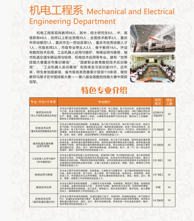 重庆市机械高级技工学校2019年招生简章