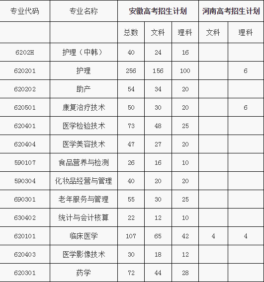 六安卫生学校招生、招生计划